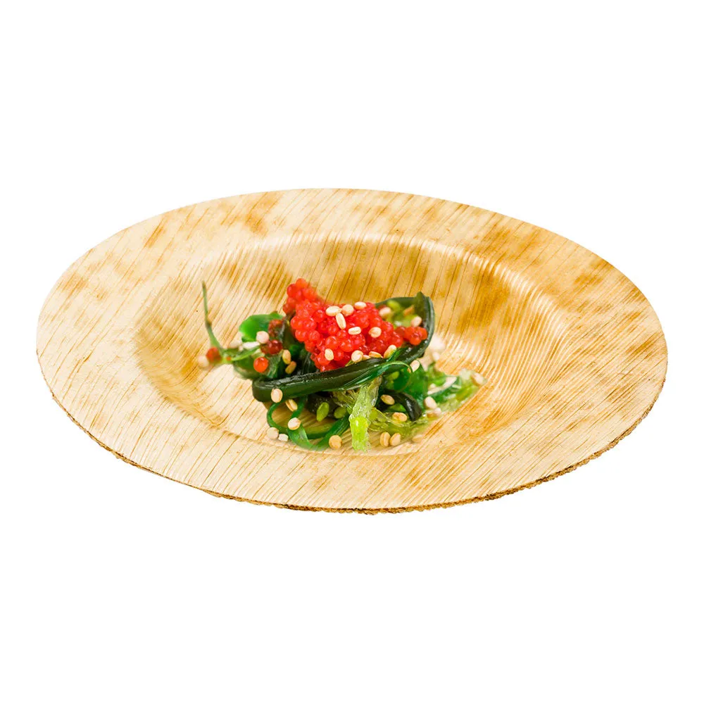 100 Round Natural 3.5" Bamboo Small Plates and 100 Natural Bamboo 3.5" Mini Spoons