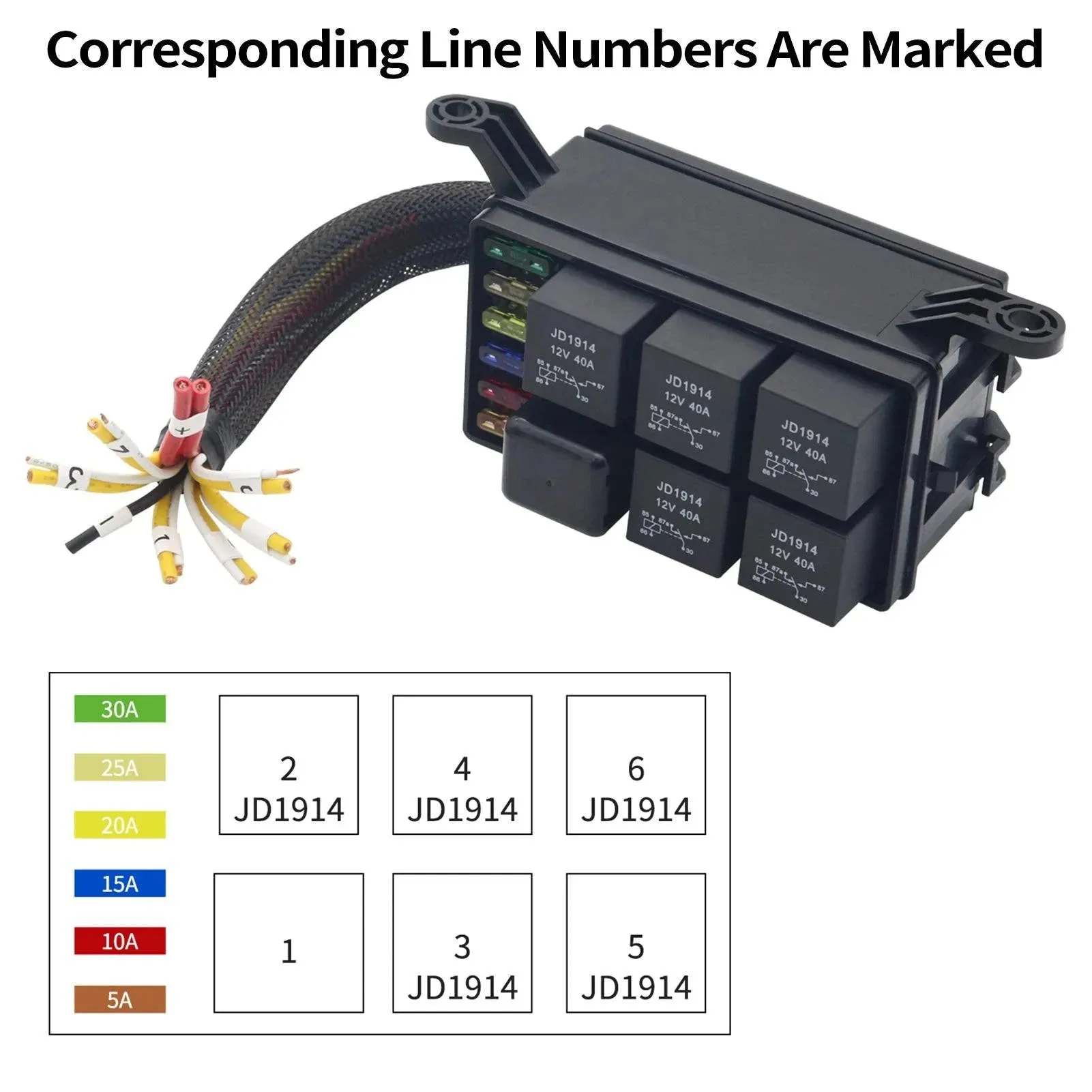 12 Volt Fuse Relay Block with 4 Pin Relay Slots 6 ATC/ATO Fuse Holders Relay Box w/ Harness Fuse Relay Box for Cars Trucks Boats