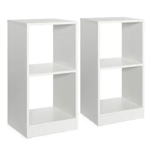 2 Pieces 2-tier Bookcase Set with Anti-toppling Device