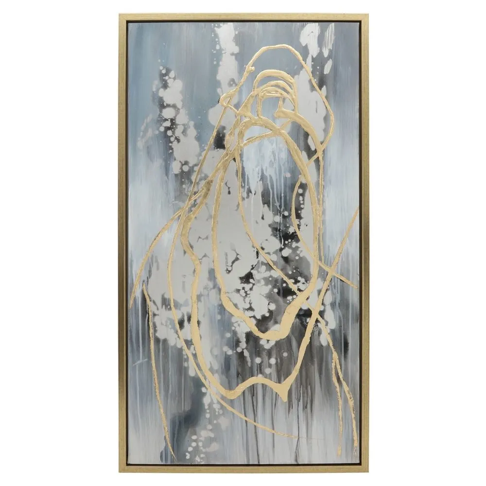 22 x 42 Canvas Wall Art, Abstract Luxury Paint Design, Set of 3, Gold, Gray By Casagear Home