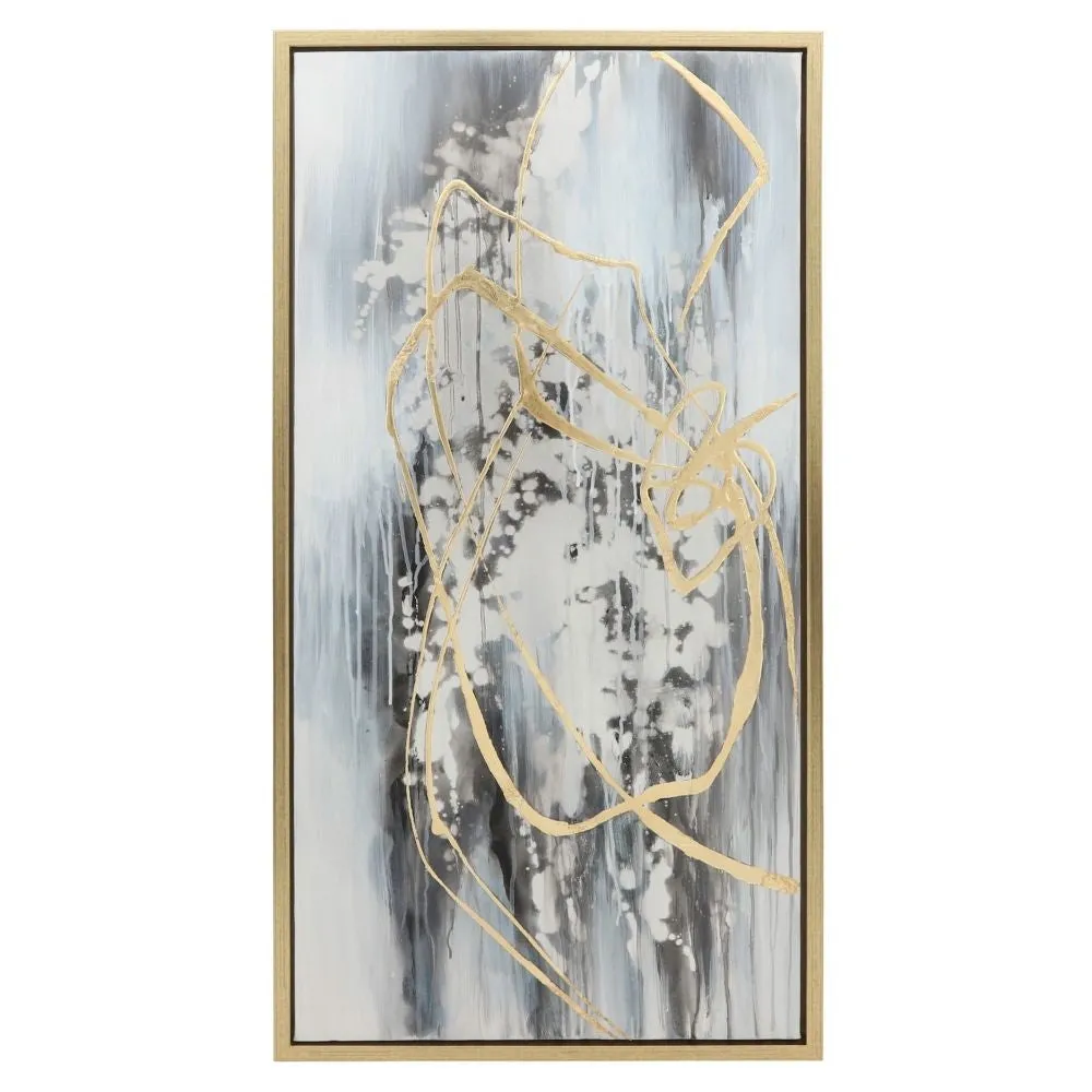 22 x 42 Canvas Wall Art, Abstract Luxury Paint Design, Set of 3, Gold, Gray By Casagear Home