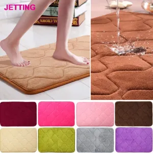 40cmx60cm Absorbent Memory Foam Non-slip Kitchen Floor Mat Square Coral Velvet Shower Bath Mat Rug Sanitary Ware Suite