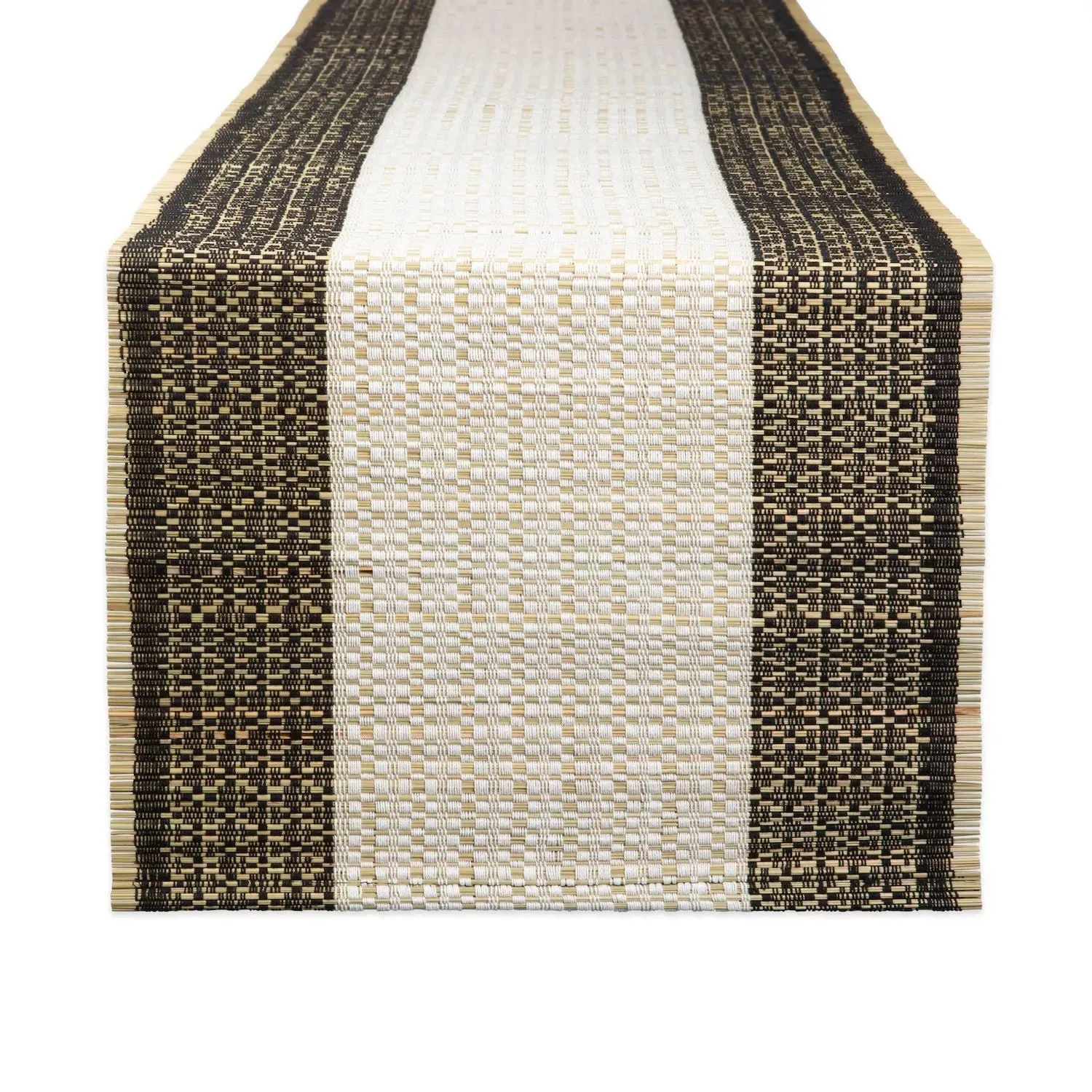 72" Rectangular Straw Tablecloth Beige and Black