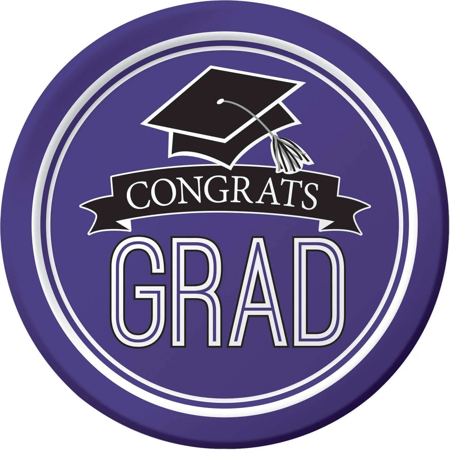 7" School Spirit 'Congrats Grad' Plates - Purple (18ct)