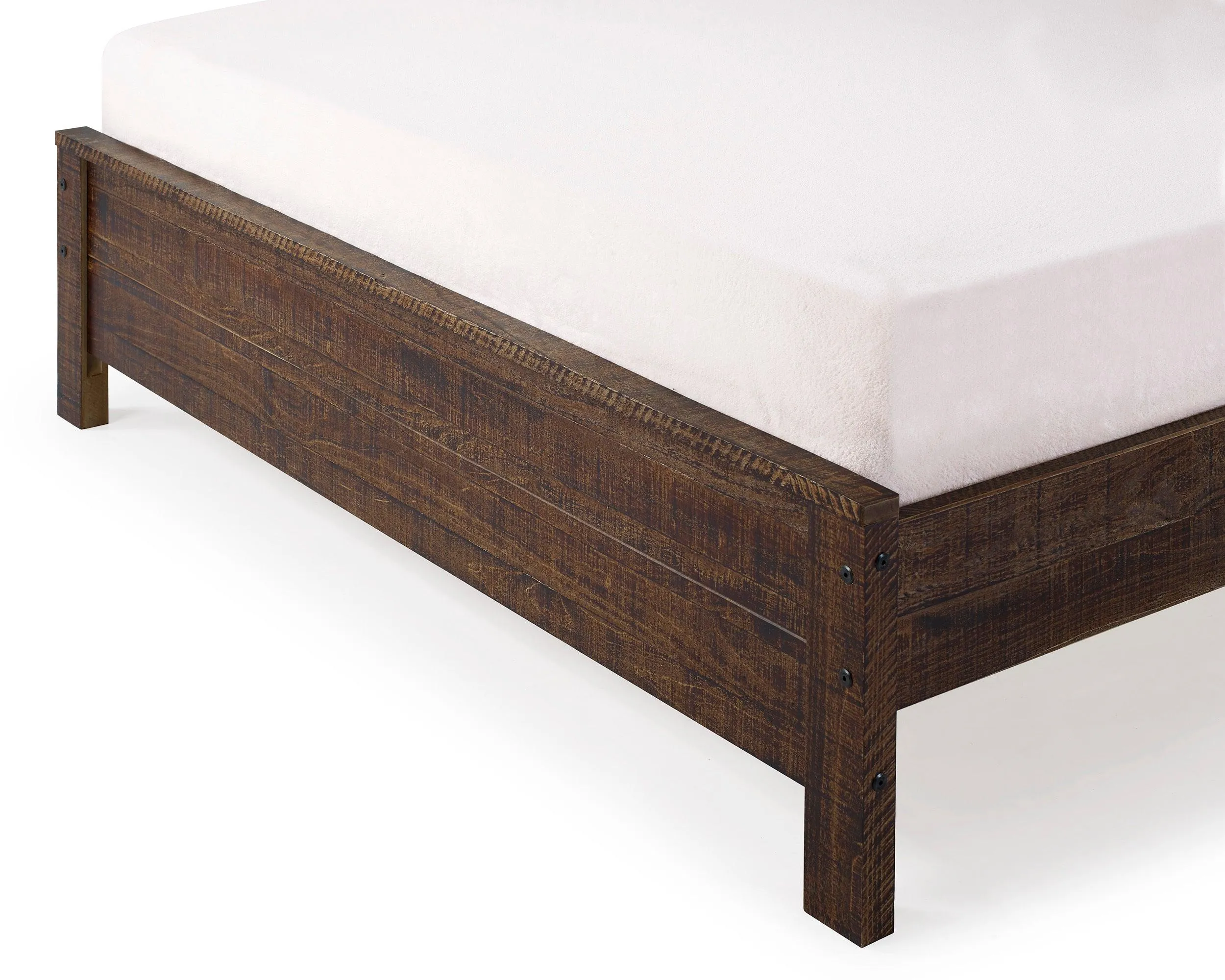 Albany Solid Wood Twin Bed Frame with Headboard, Heavy Duty Modern Rustic, Box Spring Needed