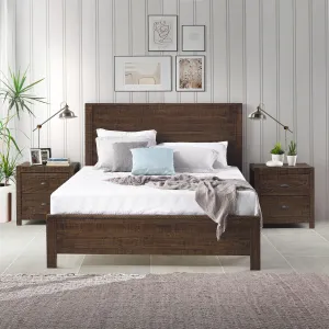 Albany Solid Wood Twin Bed Frame with Headboard, Heavy Duty Modern Rustic, Box Spring Needed