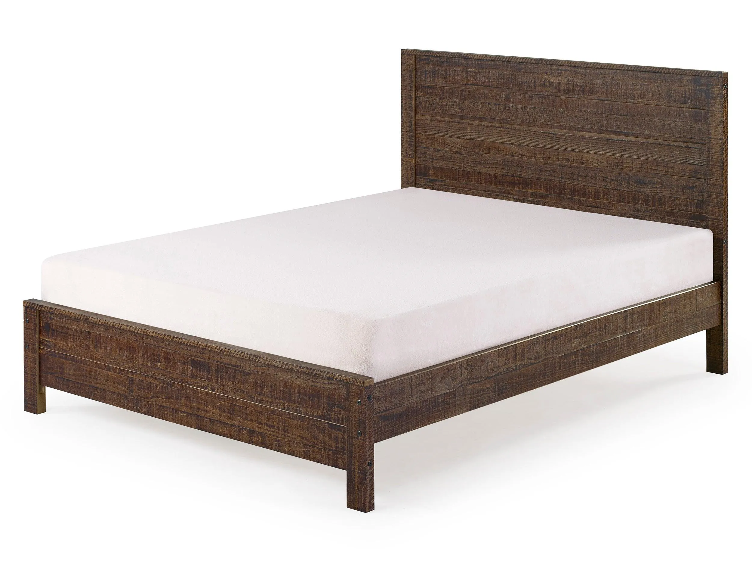 Albany Solid Wood Twin Bed Frame with Headboard, Heavy Duty Modern Rustic, Box Spring Needed