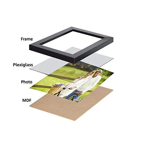 Amazon Brand - Solimo Collage Photo Frames, Set of 15 (4pcs - 4x6 inch, 8pcs - 5x7 inch, 3pcs - 8x10 inch), Black