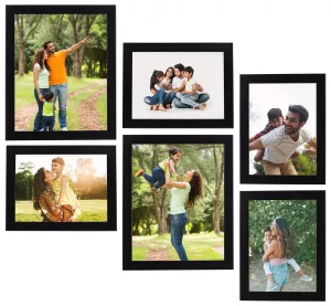 Amazon Brand - Solimo Collage Photo Frames, Set of 6 (4pcs - 6x8 inch, 2pcs - 8x10 inch), Black