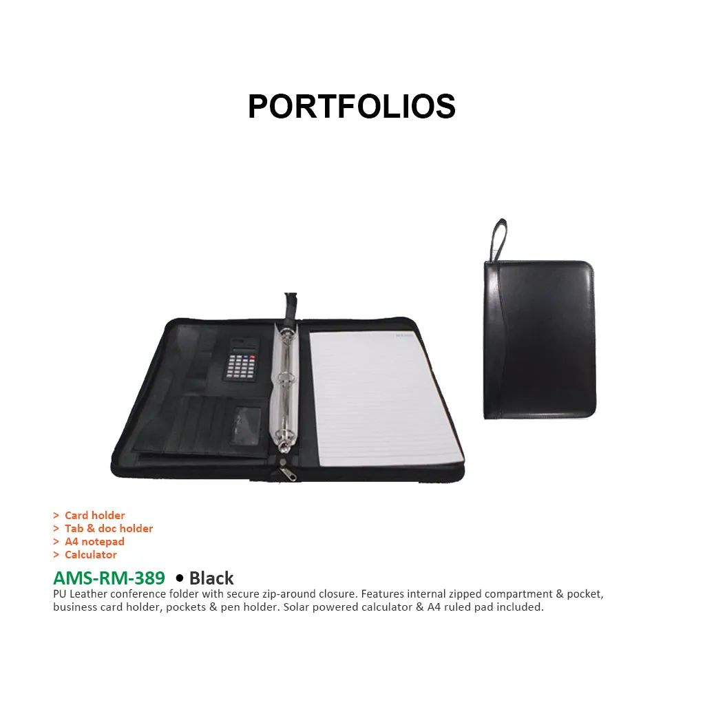 AMS- RM-389 - Black PU Portfolio