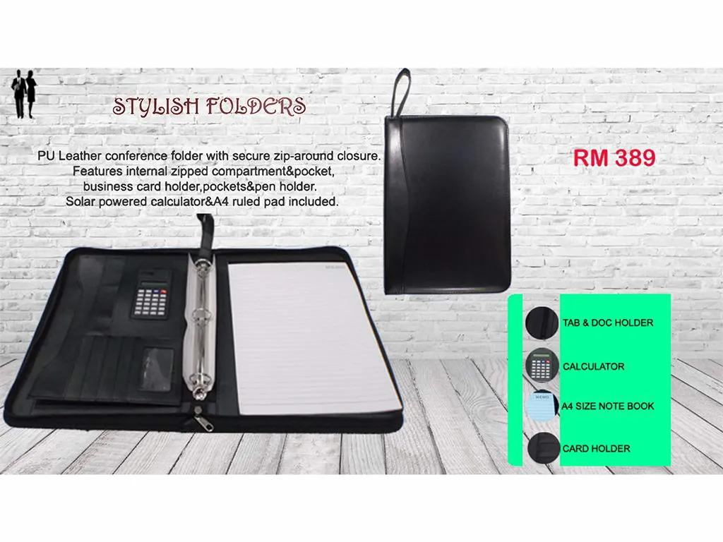 AMS- RM-389 - Black PU Portfolio