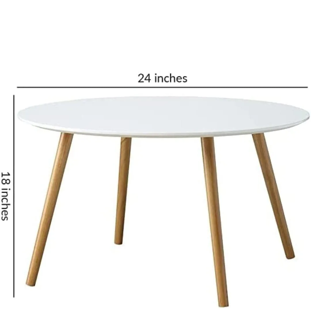 Anamino Shoppee 4 Leg Round Coffee Table Modern Home Decor Center Table End Table for Living Room, Bedroom & Home Office White (Engineered Wood)