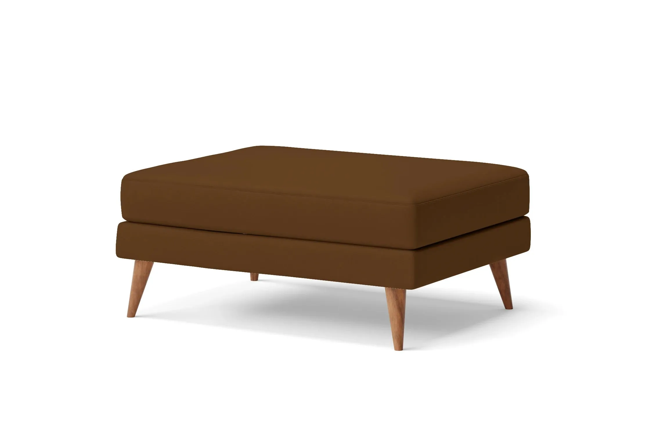 Aquila Ottoman Walnut Brown Leather