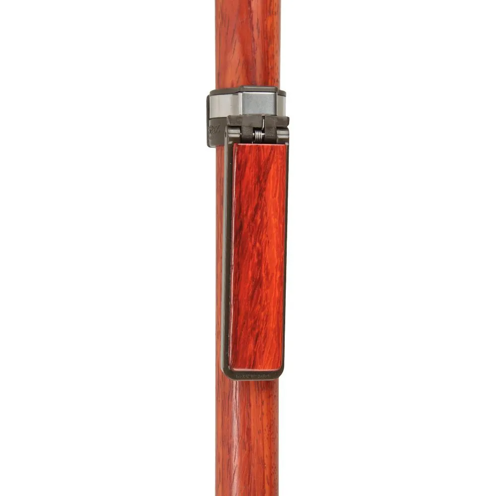 Auto Flip-Up Padauk Wood Cane Holder: Easy Store-Away Design