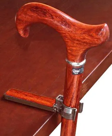 Auto Flip-Up Padauk Wood Cane Holder: Easy Store-Away Design