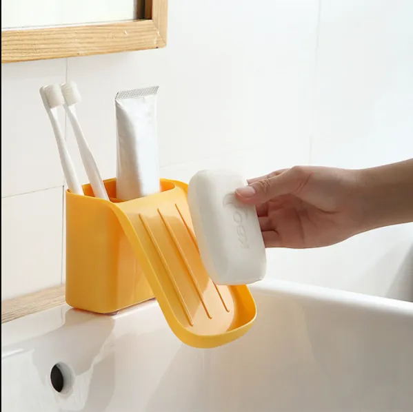 Bathroom Wall-mounted Soap Dish Comb Toothpaste & Brush Box Holder