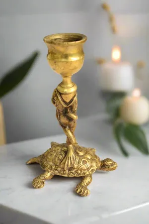 Beautiful Vintage Classy Tortoise  Brass Candle Stand