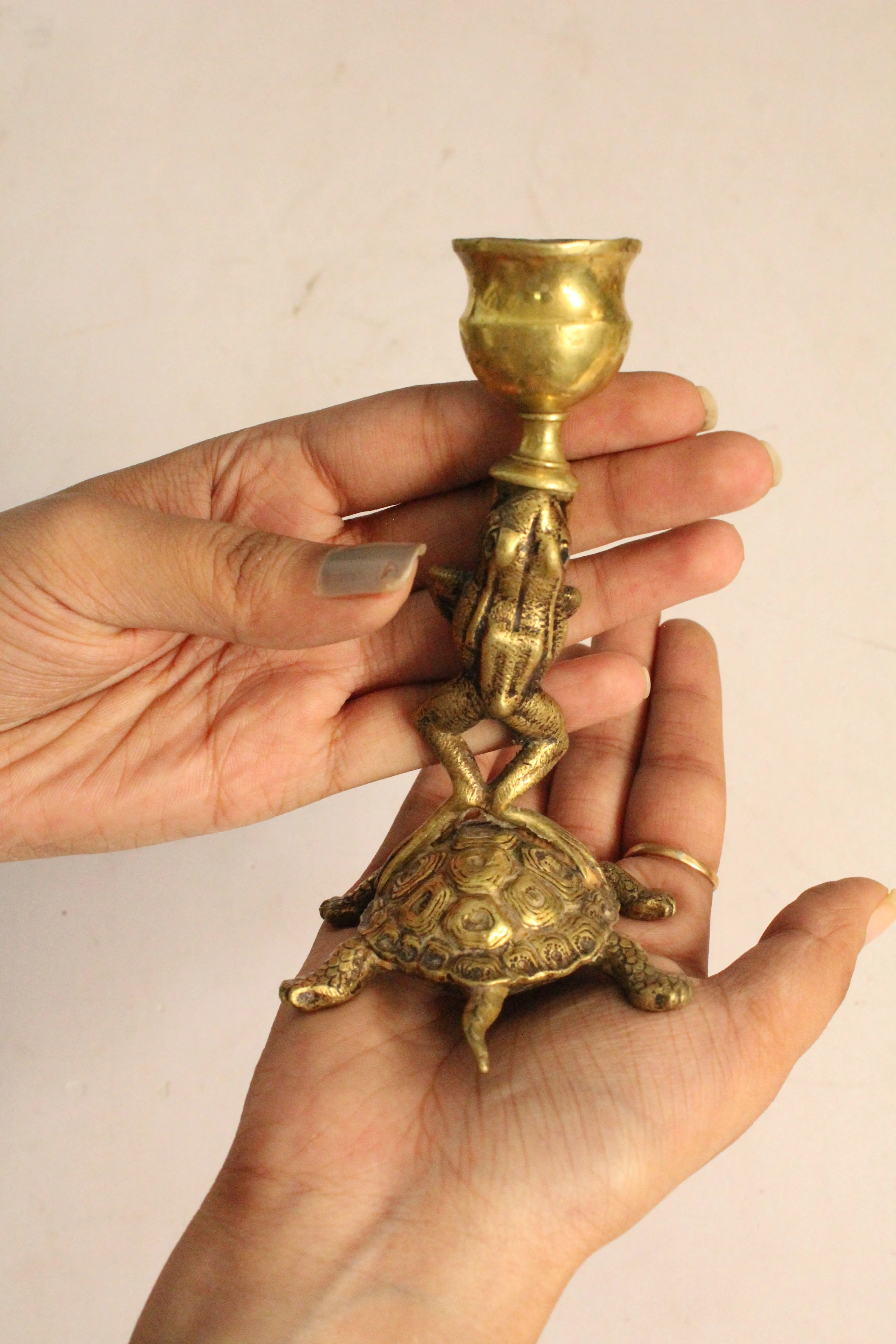 Beautiful Vintage Classy Tortoise  Brass Candle Stand