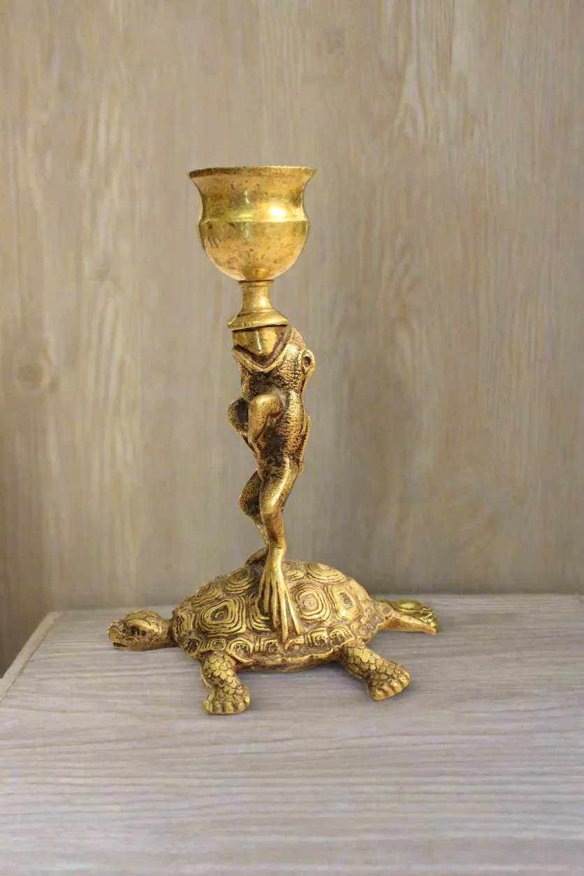 Beautiful Vintage Classy Tortoise  Brass Candle Stand