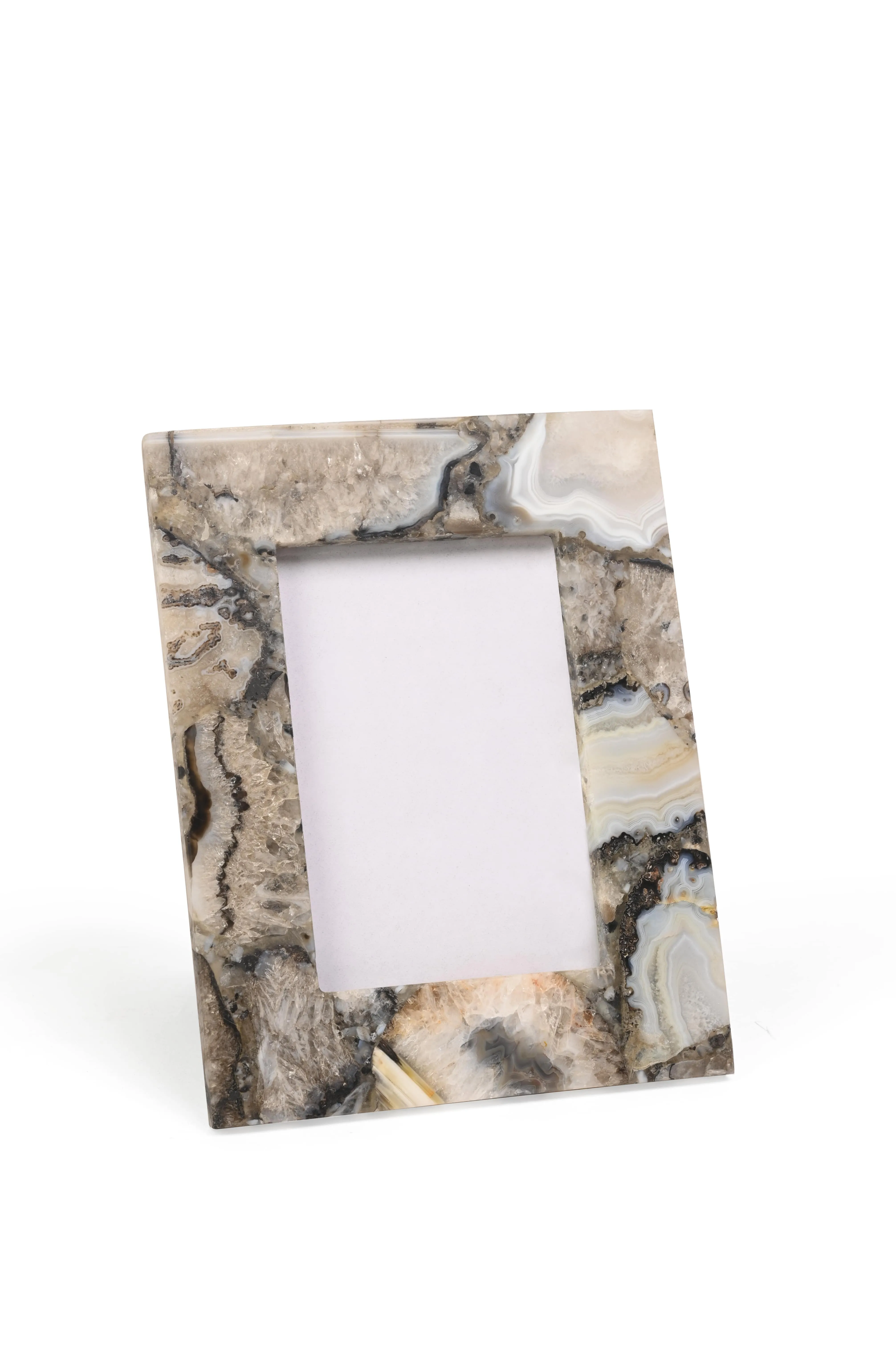 Black Agate Photo Frame - Natural Stone Elegance for Cherished Memories