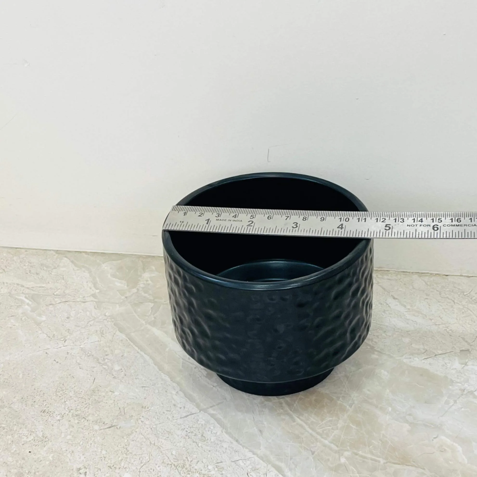 Black Ceramic Planter with Textured Finish