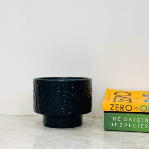 Black Ceramic Planter with Textured Finish