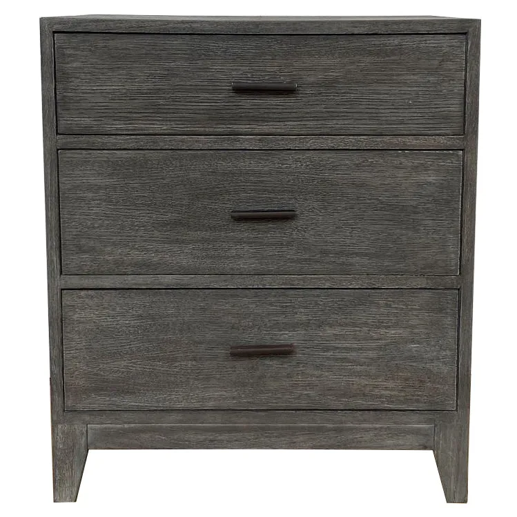 Black Oak Harvey Modern Rustic Bedside Table - Three Drawer