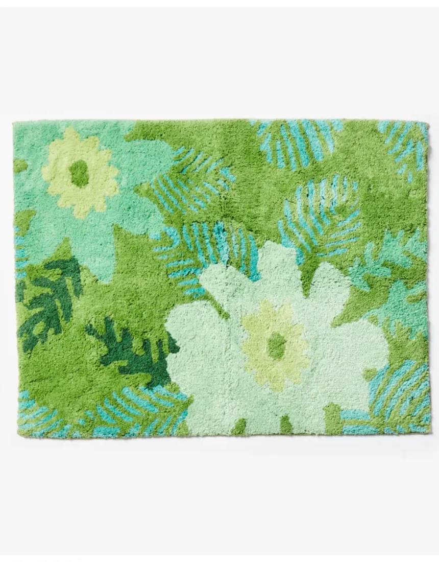 Bonnie and Neil - Sunset Floral Green Bath Mat