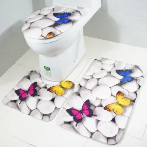 Butterfly Stone Garden Bath Mat Set