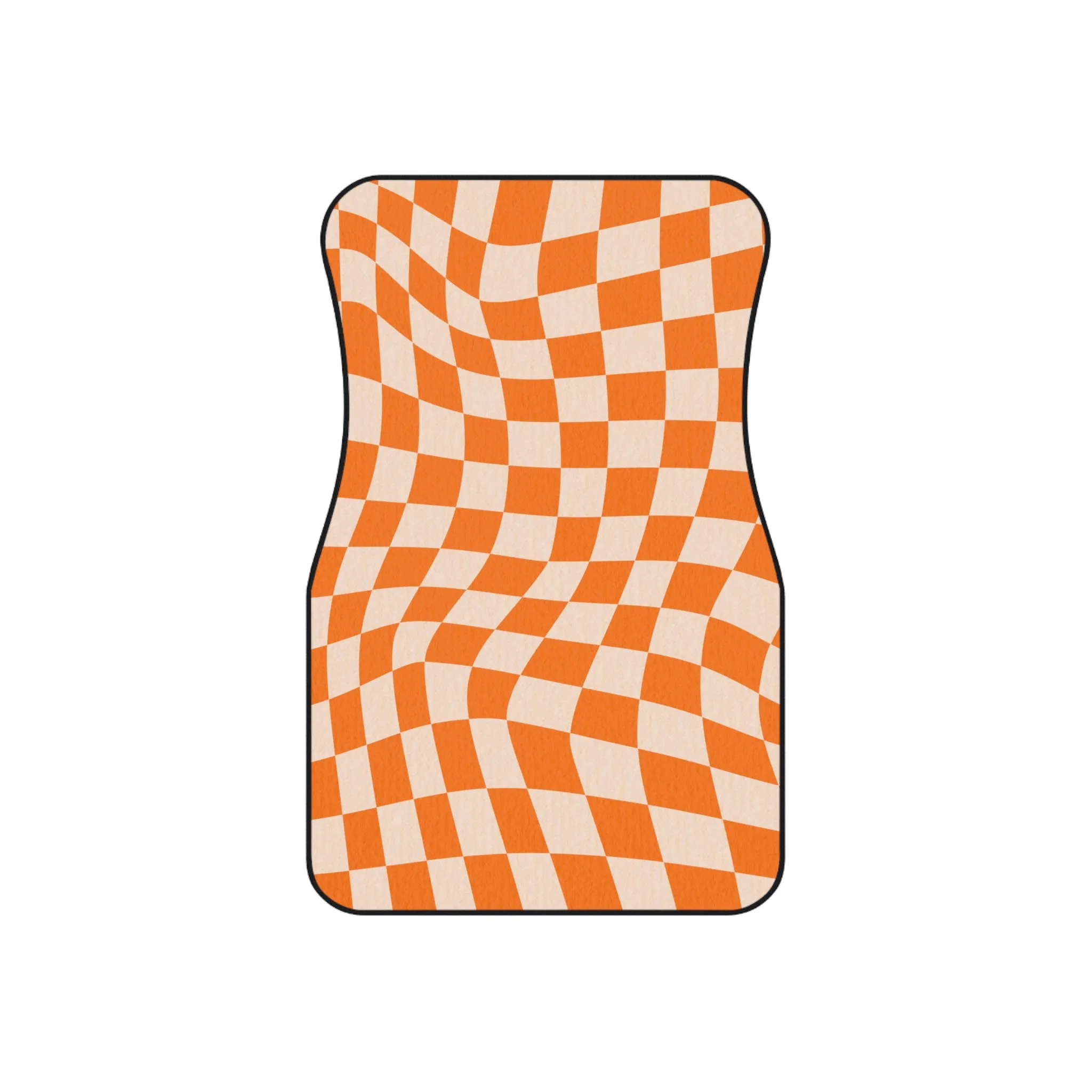 Call Floor Mats Checkered Car Mats Retro Orange Mats for Car, 4 Piece Car Mats