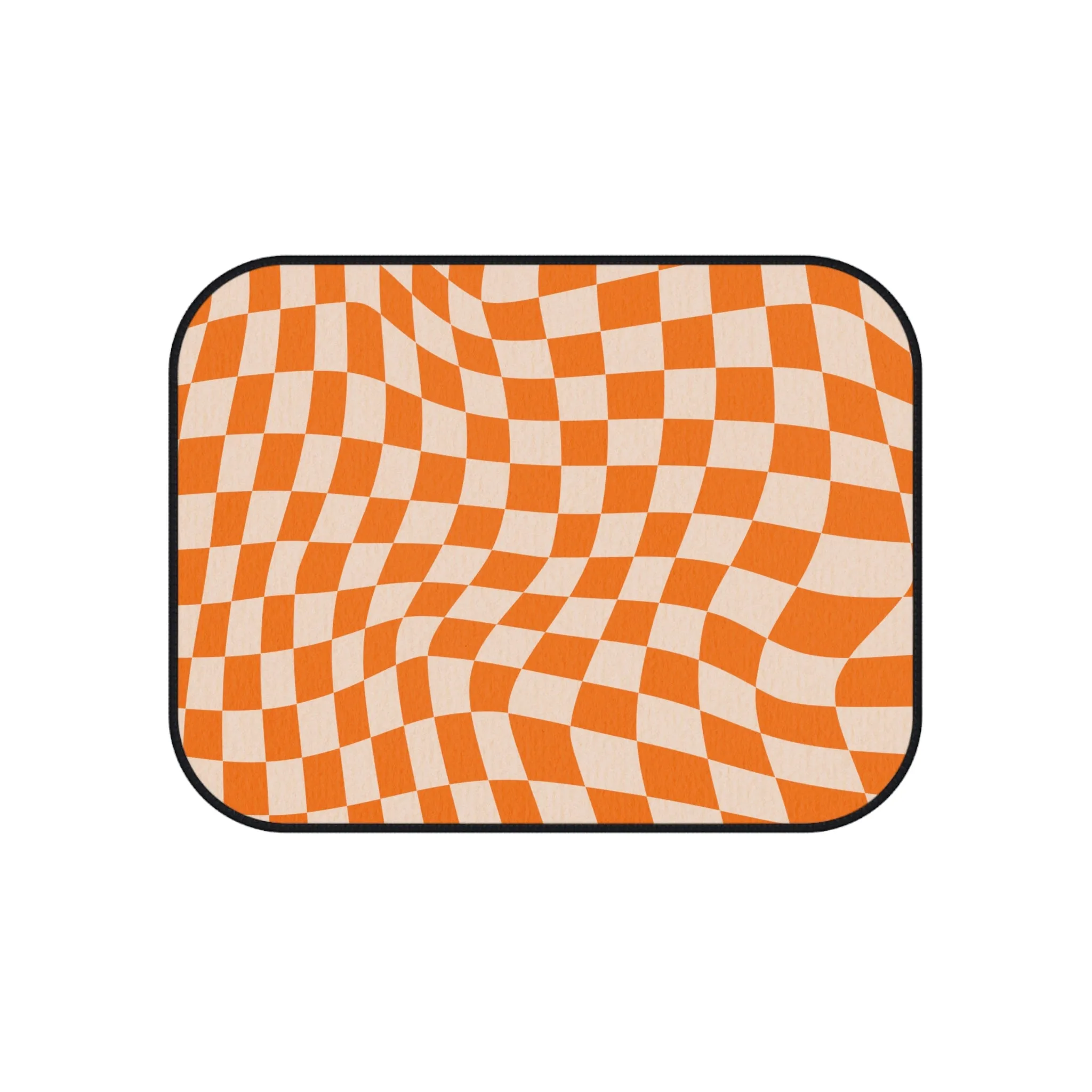 Call Floor Mats Checkered Car Mats Retro Orange Mats for Car, 4 Piece Car Mats