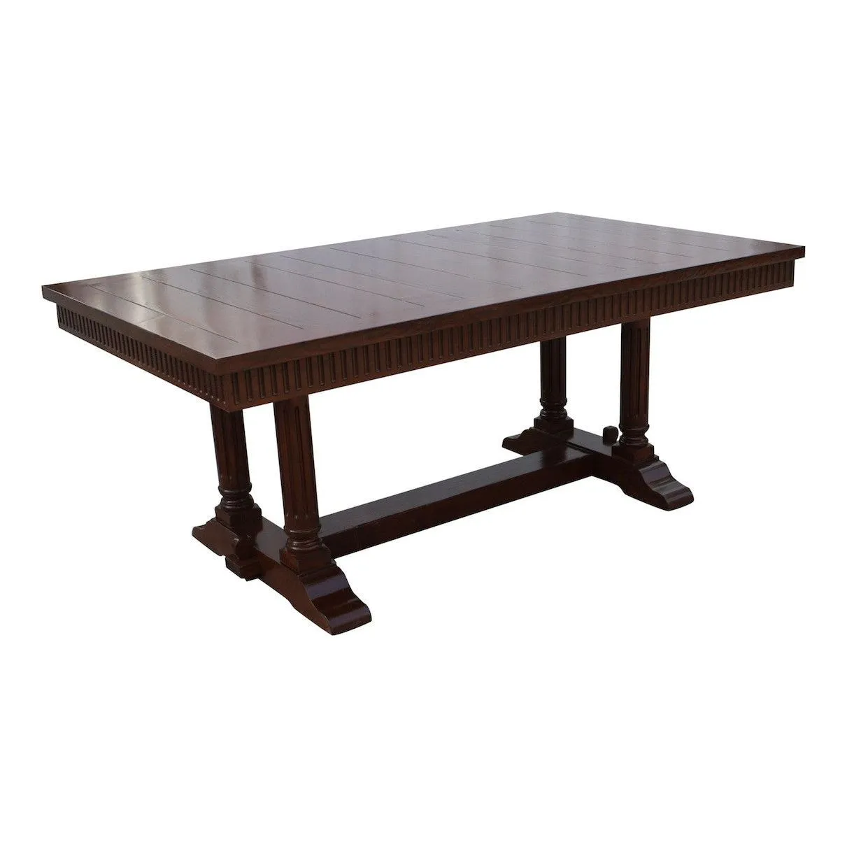 Cambria Rustic Extension Trestle Dining Table Built in Reclaimed Wood