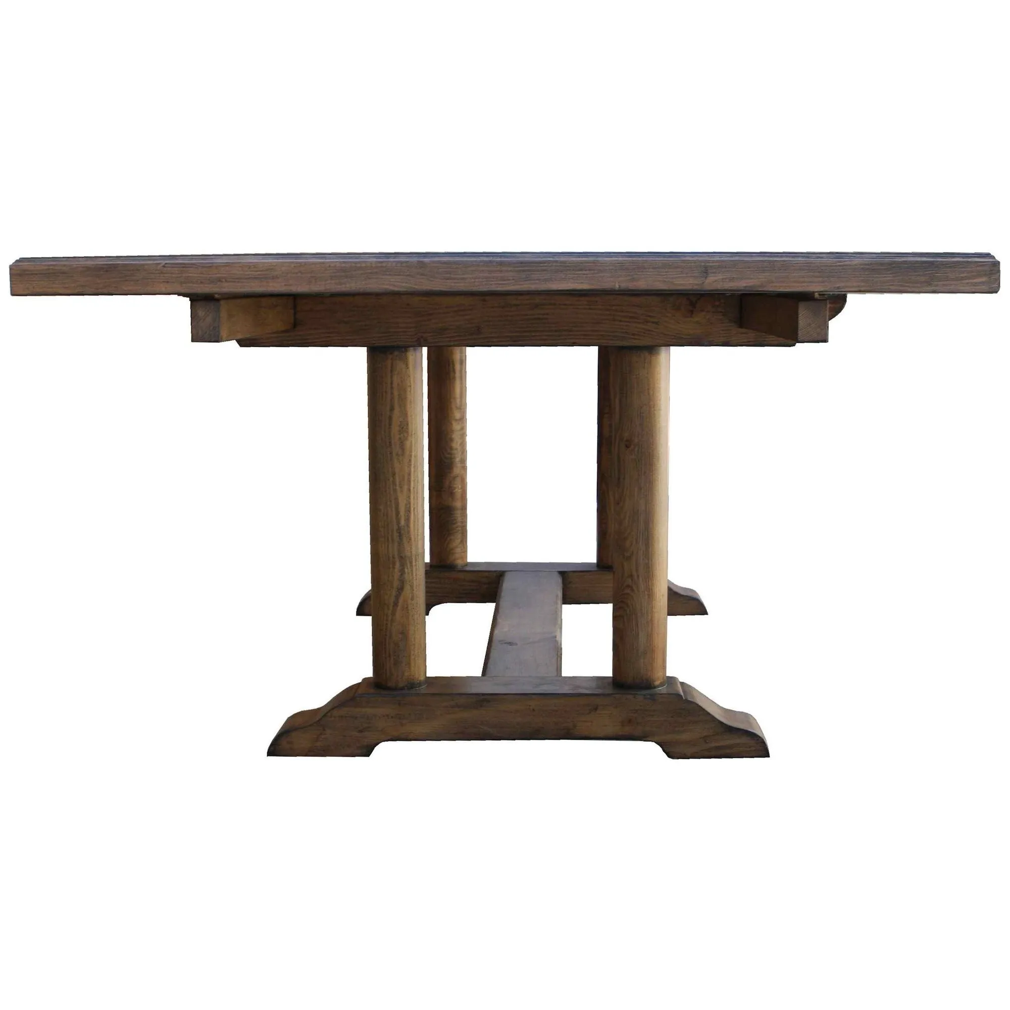 Cambria Rustic Extension Trestle Dining Table Built in Reclaimed Wood