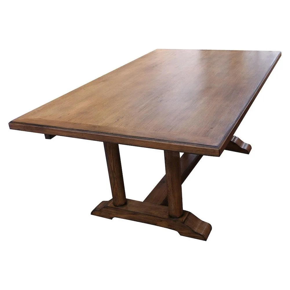 Cambria Rustic Extension Trestle Dining Table Built in Reclaimed Wood