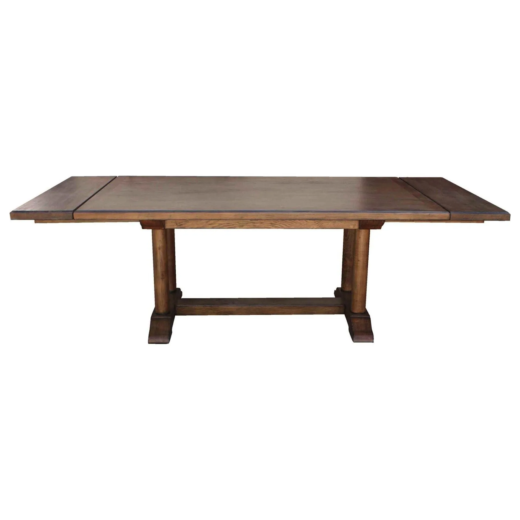 Cambria Rustic Extension Trestle Dining Table Built in Reclaimed Wood