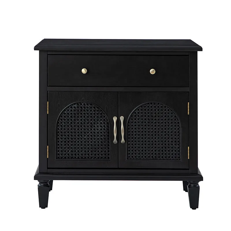 Camilo 27" Tall Arched Faux Rattan Nightstand With Built-In Outlets