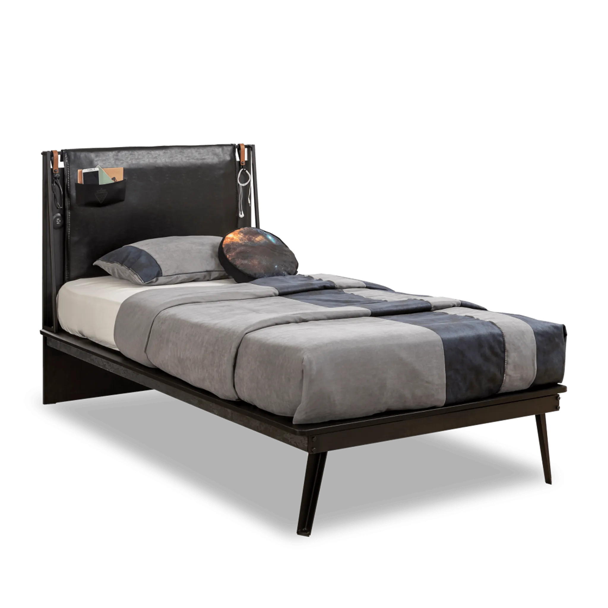 Cilek Dark Metal Line Bed (100X200 Cm Or 120X200 Cm)