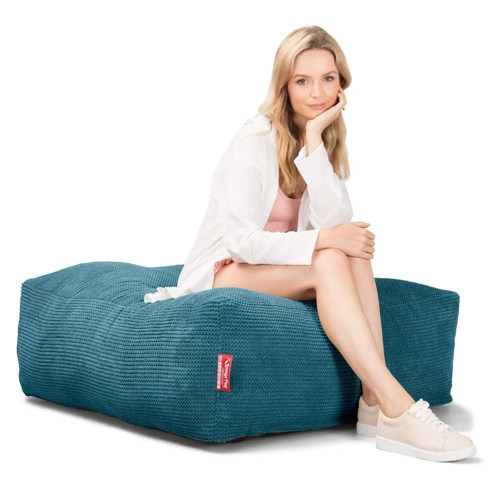 CloudSac 250 Memory Foam Ottoman Pouf - Pom Pom Aegean Blue