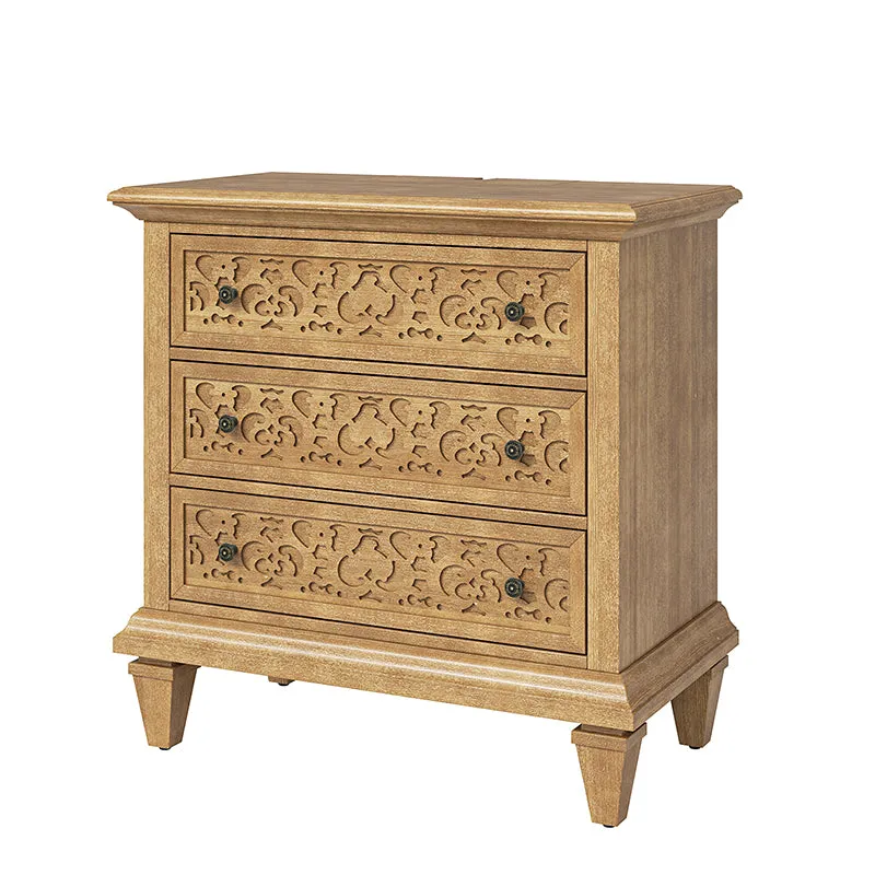 Colombo 3-Drawer Nightstand with Built-In Outlets