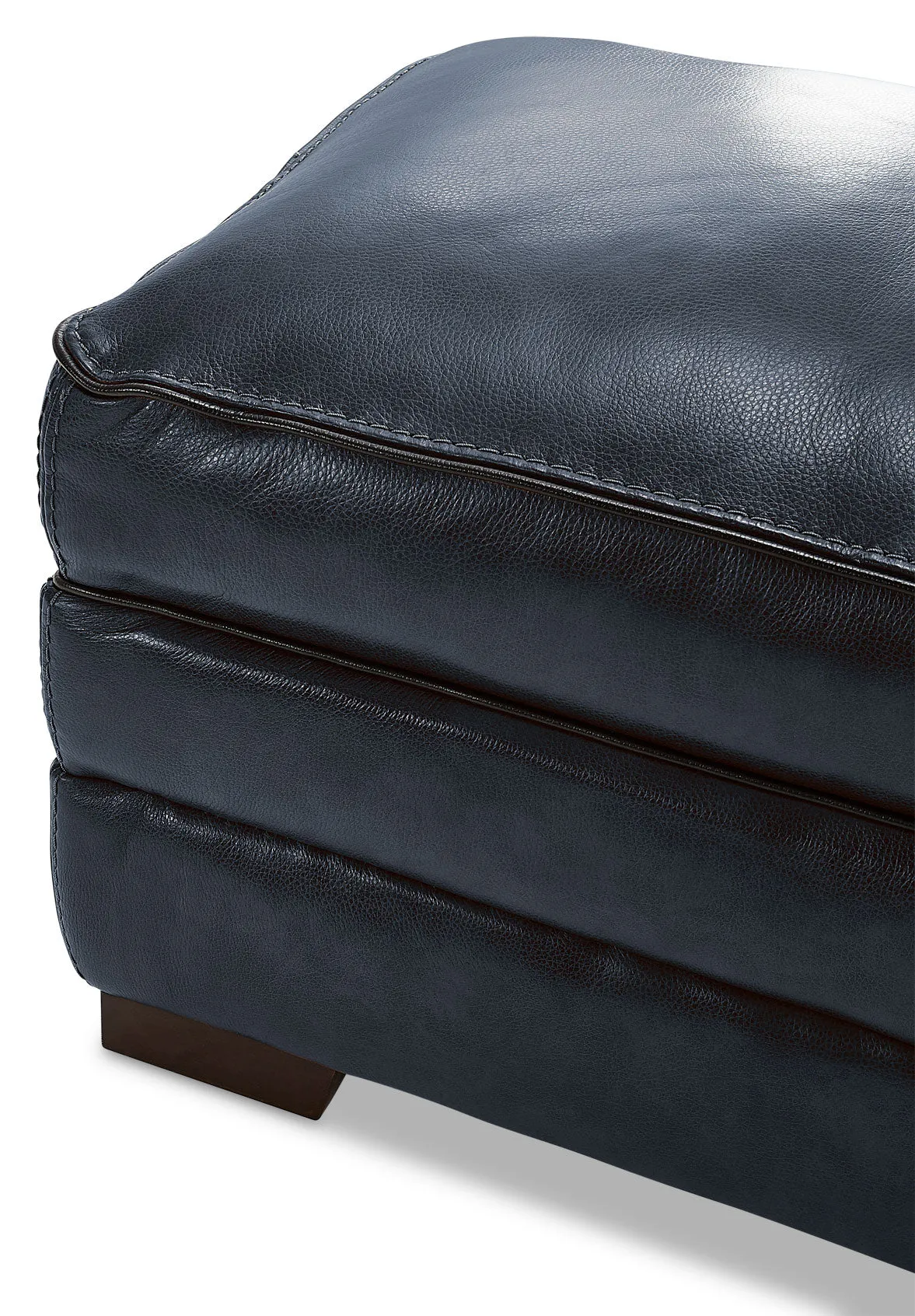 Colton Genuine Leather Ottoman - Cobalt