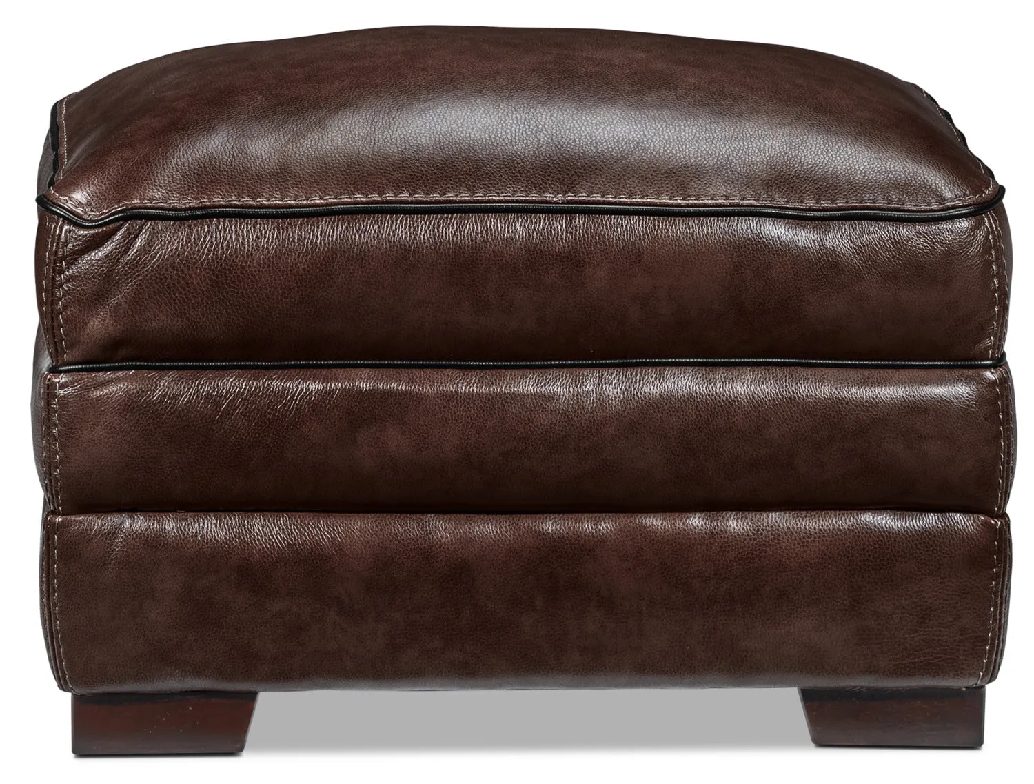 Colton Genuine Leather Ottoman - Coffee