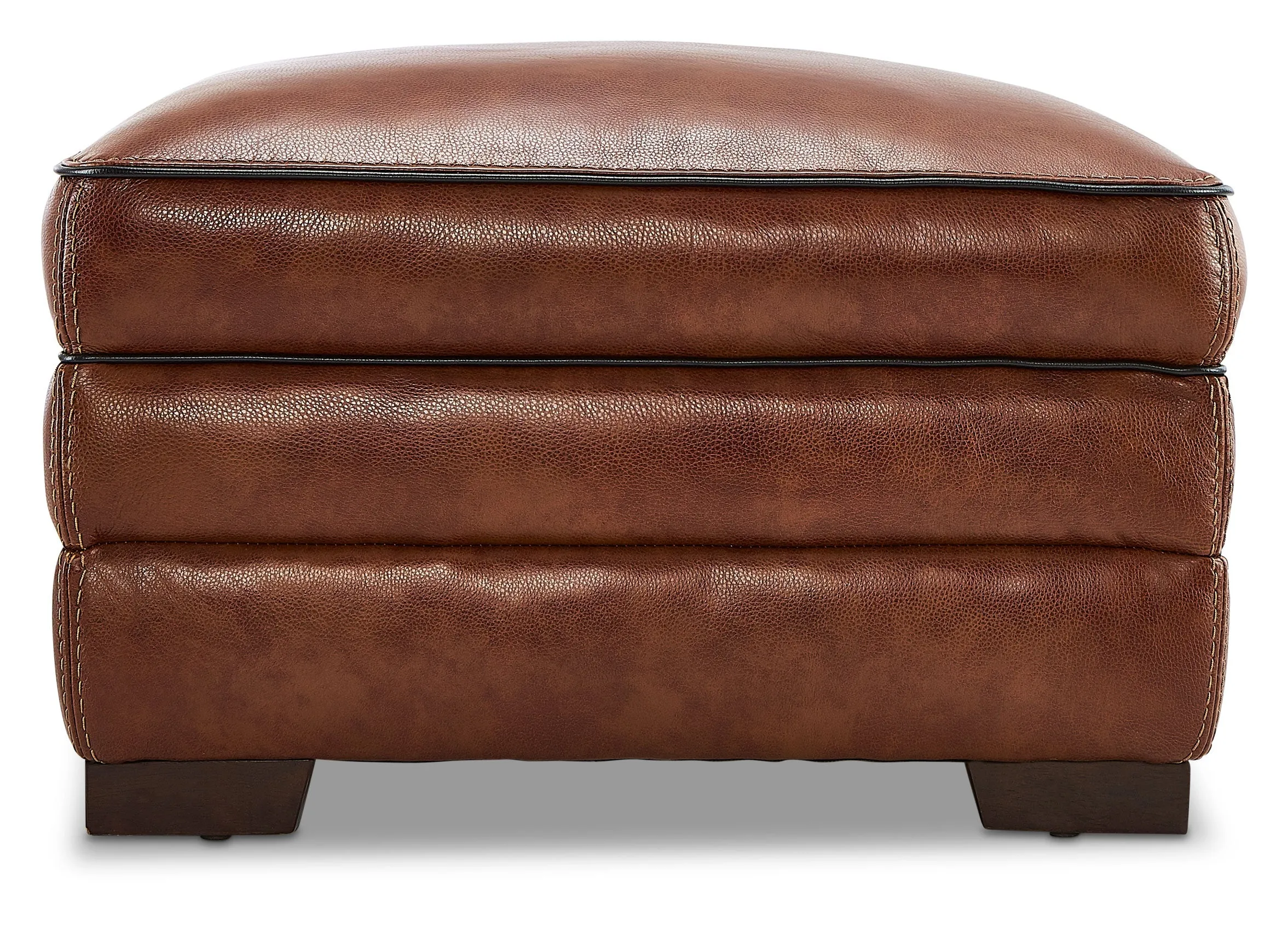 Colton Genuine Leather Ottoman - Cognac