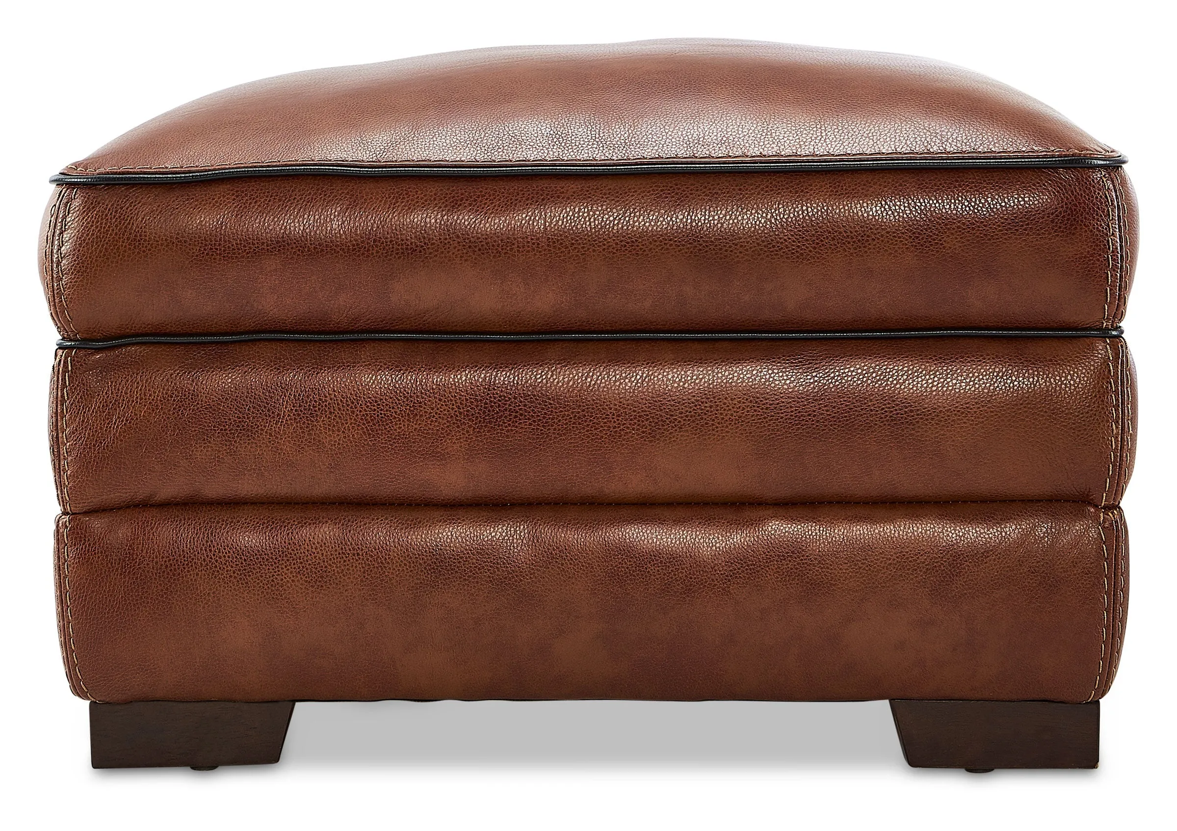 Colton Genuine Leather Ottoman - Cognac