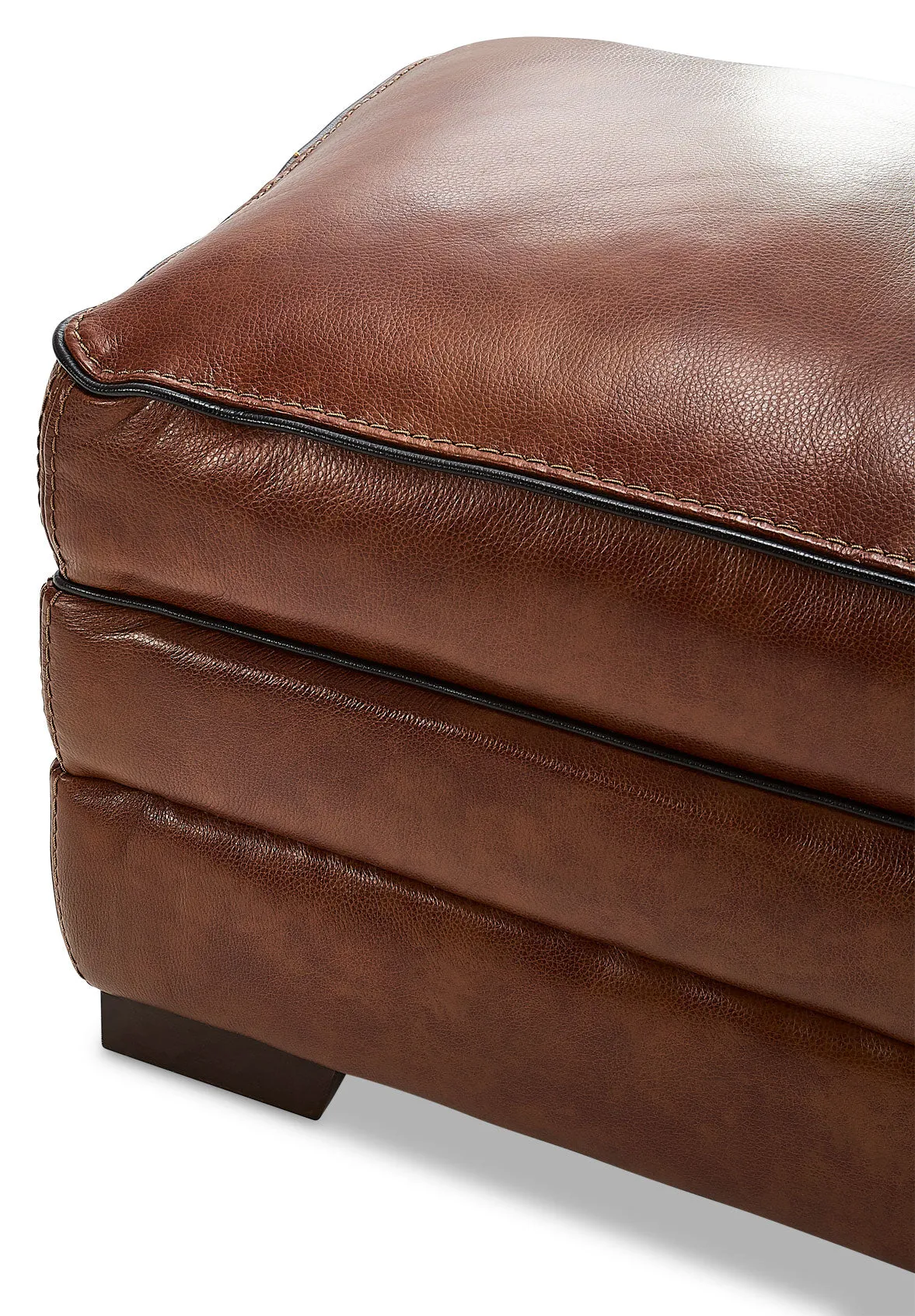 Colton Genuine Leather Ottoman - Cognac