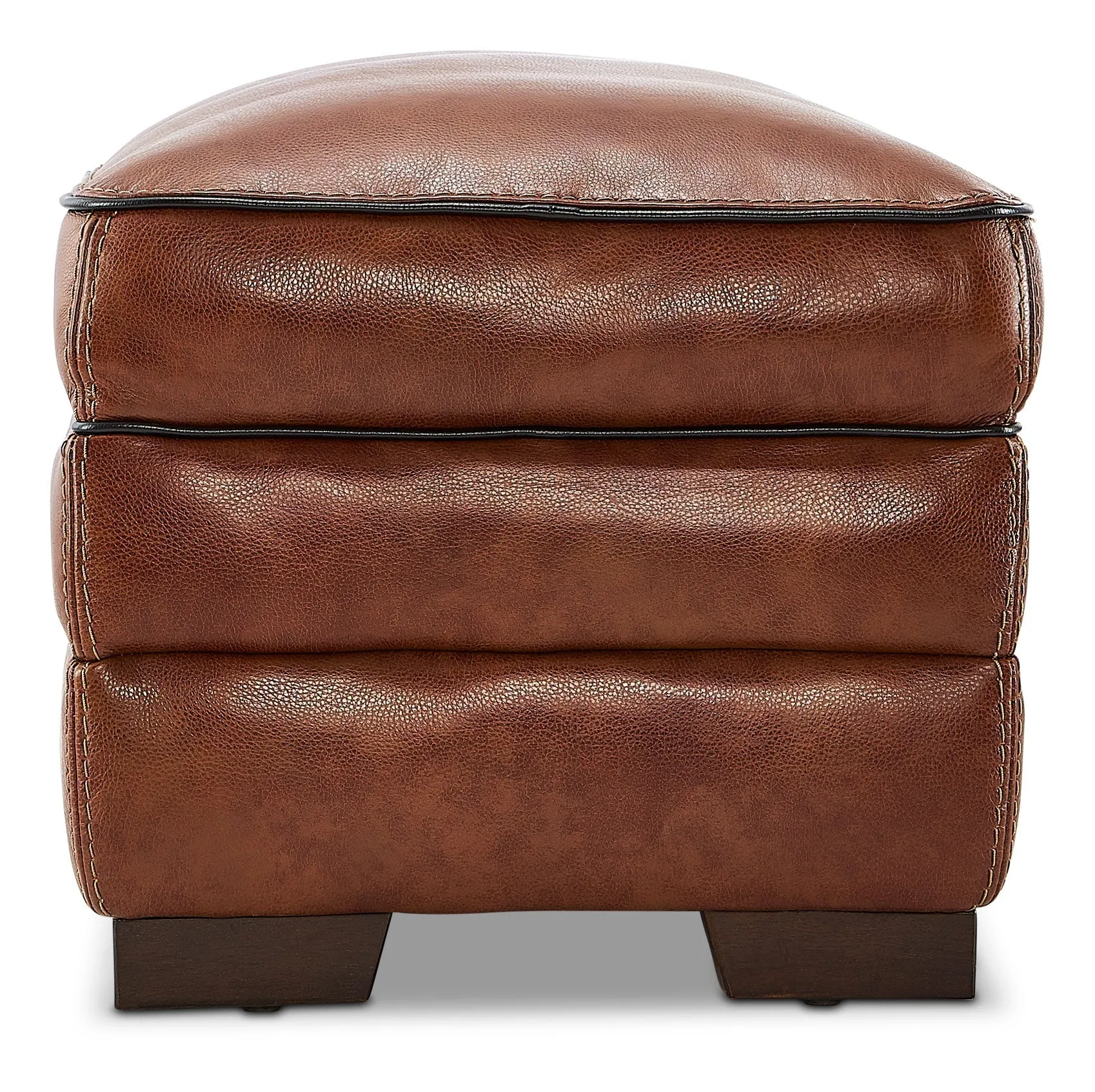 Colton Genuine Leather Ottoman - Cognac