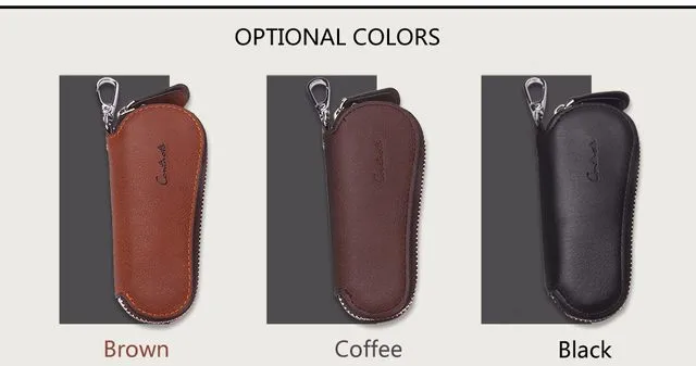 Contact's Genuine Leather Car Key Holder Zipper Case Wallet Keychain Bag-1004E