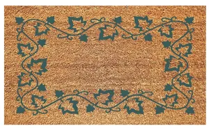 DeCoir 77FLIBG627 Non-Slip Door Mat, 16 in L, 27 in W, Ivy Border Pattern, Green/Tan :EA: QUANTITY: 1