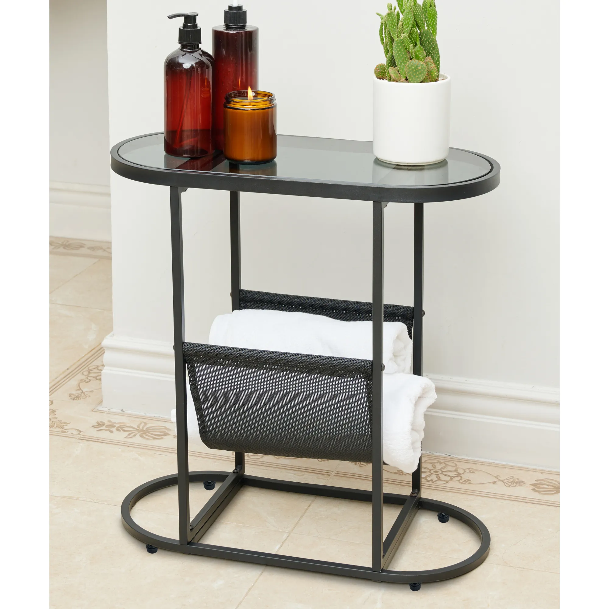 Duet Acacia Oval Small Side Tables  (Set of 2) - Black