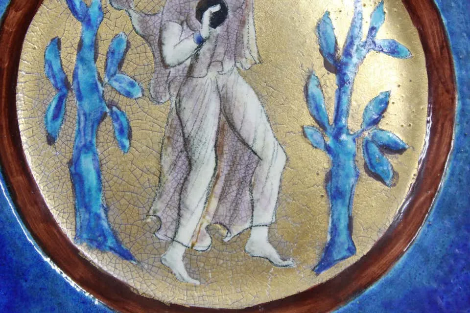 Edith Varian Cockcroft Art Deco Ceramic Charger Plate With Exotic Dancer