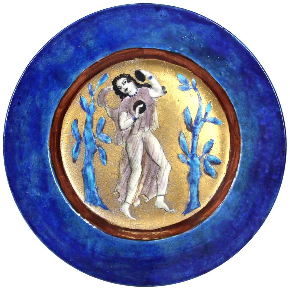 Edith Varian Cockcroft Art Deco Ceramic Charger Plate With Exotic Dancer